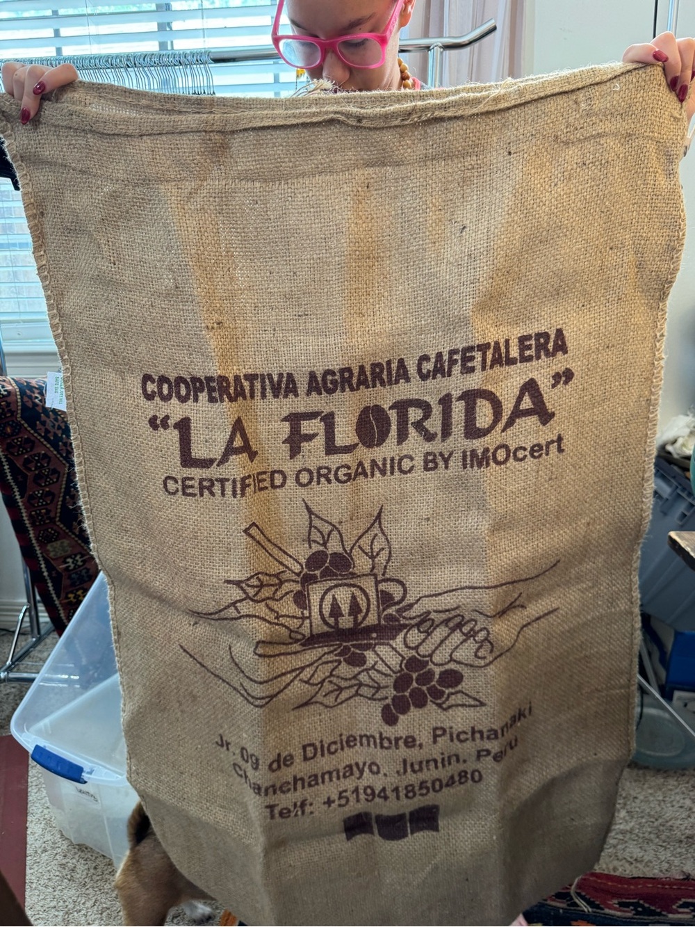 La Florida Organic Coffee Burlap Sack - Natural Brown
